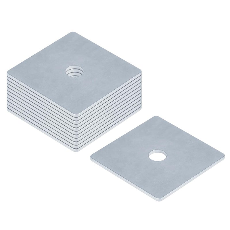 heneng 12 Pcs Square Plate Washers, 1/2" (ID) x 3" x 3", Flat Washer Fastener, 2.6mm Thick - Image 1